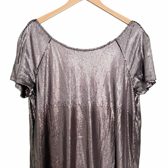 Free People Drenched In Sequins Dress Silver Gunmetal Metallic Combo Size Large - Picture 5 of 14